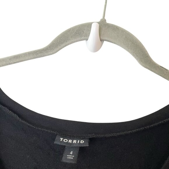 Torrid Black French‎ Terry Asymmetrical Hem Long Sleeve Sweatshirt Plus 4X NEW - Picture 4 of 7